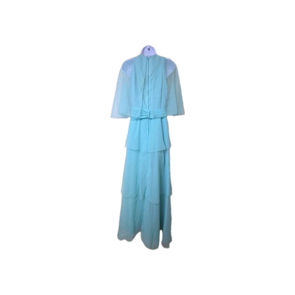 Vtg Felix Arbeo Aventura 1970s Green Chiffon Cape Goddess Evening Gown Dress S - Picture 3 of 16